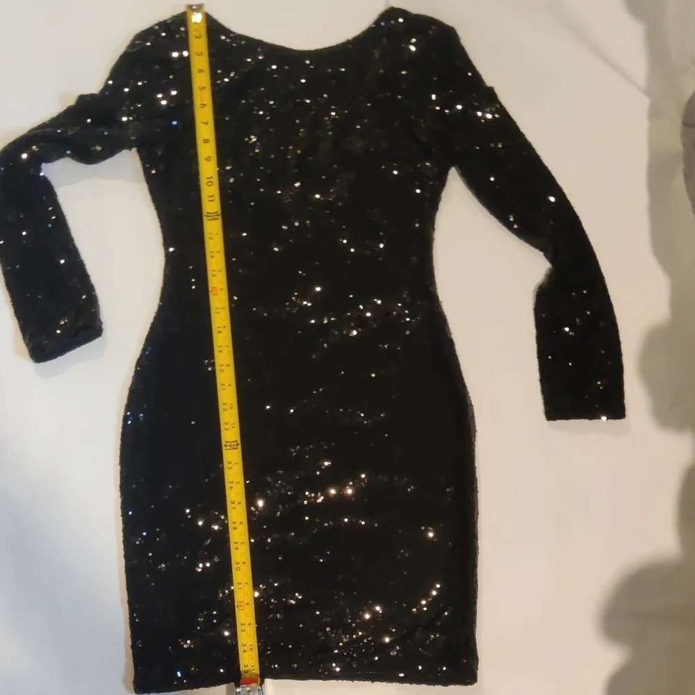 Fashion Nova Black Sequin Long Sleeve Dress - Picture 5 of 8